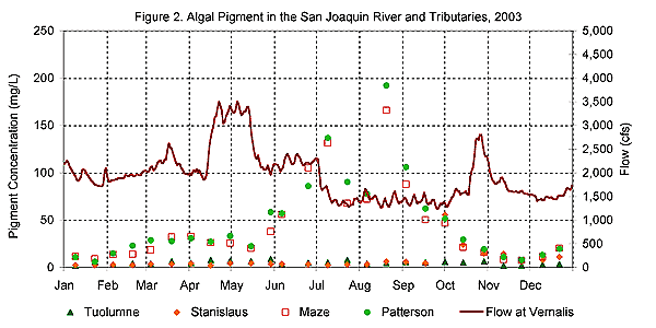 Algal Pigment in the San Joaquin River and Tributaries, 2003