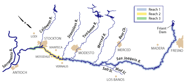 Overview map of the San Joaquin River